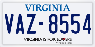 VA license plate VAZ8554