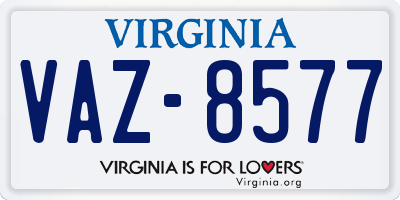 VA license plate VAZ8577