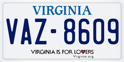 VA license plate VAZ8609