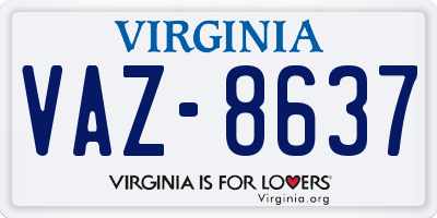 VA license plate VAZ8637