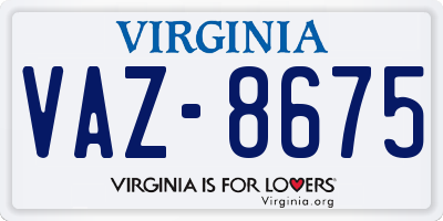 VA license plate VAZ8675