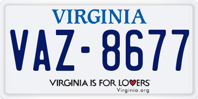 VA license plate VAZ8677