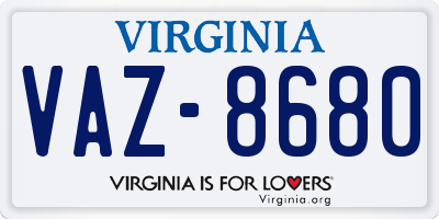 VA license plate VAZ8680