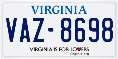VA license plate VAZ8698