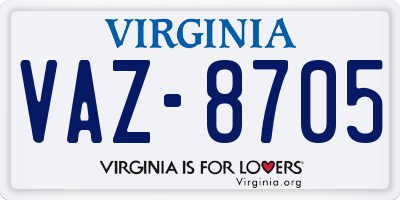 VA license plate VAZ8705