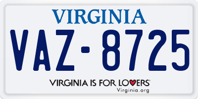 VA license plate VAZ8725