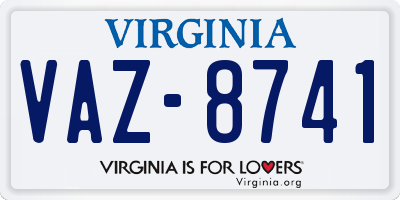 VA license plate VAZ8741