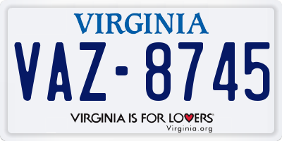 VA license plate VAZ8745