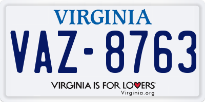 VA license plate VAZ8763