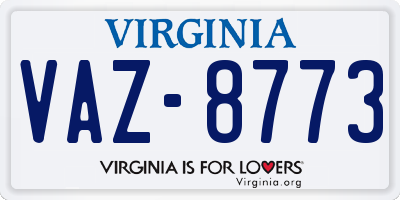 VA license plate VAZ8773