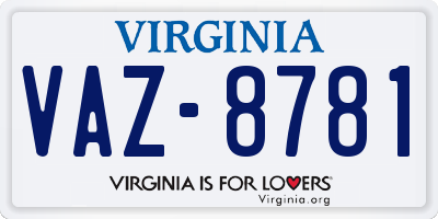 VA license plate VAZ8781