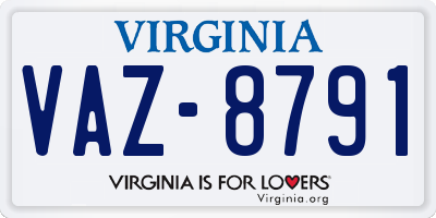 VA license plate VAZ8791