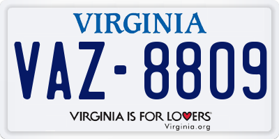 VA license plate VAZ8809