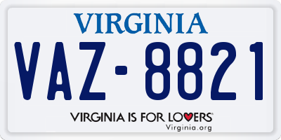 VA license plate VAZ8821