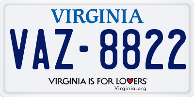 VA license plate VAZ8822