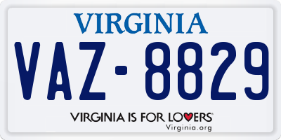 VA license plate VAZ8829
