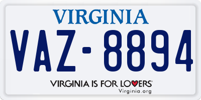 VA license plate VAZ8894