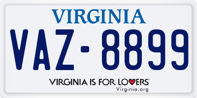VA license plate VAZ8899