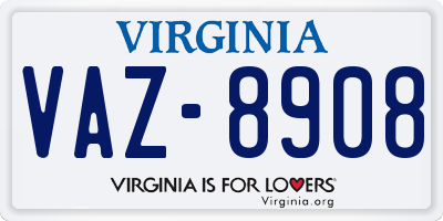 VA license plate VAZ8908