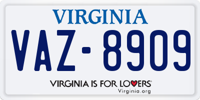 VA license plate VAZ8909