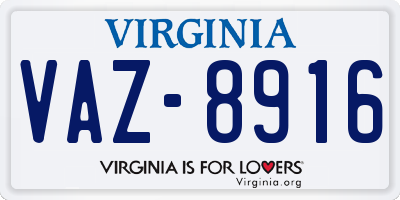 VA license plate VAZ8916