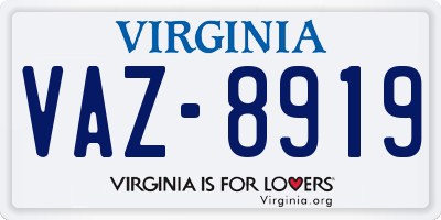 VA license plate VAZ8919