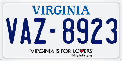 VA license plate VAZ8923