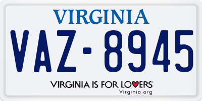 VA license plate VAZ8945
