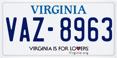 VA license plate VAZ8963