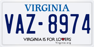 VA license plate VAZ8974