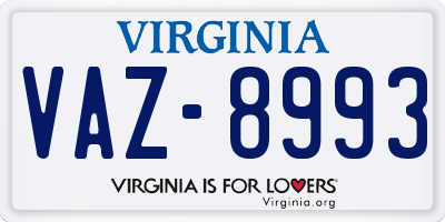 VA license plate VAZ8993