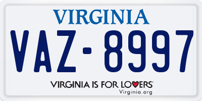 VA license plate VAZ8997