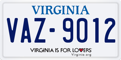 VA license plate VAZ9012