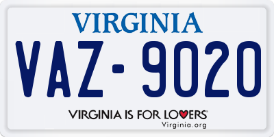VA license plate VAZ9020