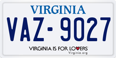 VA license plate VAZ9027