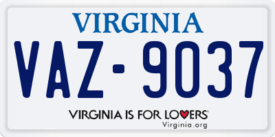 VA license plate VAZ9037