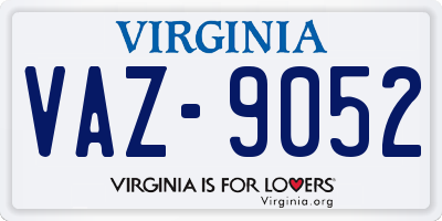 VA license plate VAZ9052