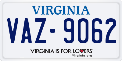 VA license plate VAZ9062