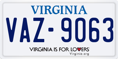VA license plate VAZ9063
