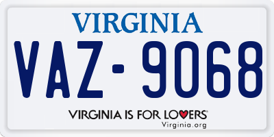 VA license plate VAZ9068