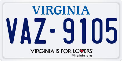 VA license plate VAZ9105