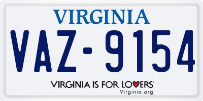 VA license plate VAZ9154