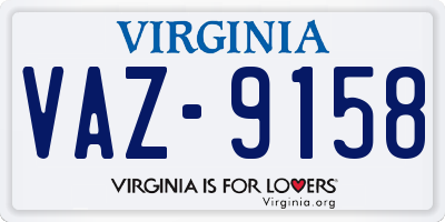 VA license plate VAZ9158