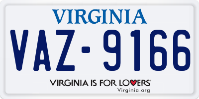 VA license plate VAZ9166