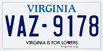 VA license plate VAZ9178