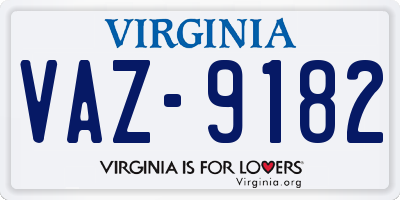 VA license plate VAZ9182