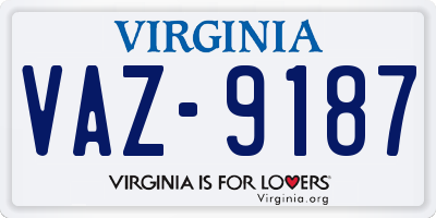 VA license plate VAZ9187