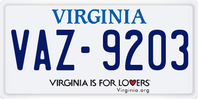 VA license plate VAZ9203