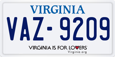 VA license plate VAZ9209