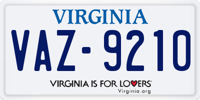 VA license plate VAZ9210